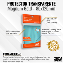 Cargar imagen en el visor de la galería, Protectores Juego de Mesa | TOPDECK Magnum Gold / Tarot 80x120mm