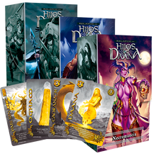 Cargar imagen en el visor de la galería, 3 Relatos de Hijos de Daana - Luz Esmeralda + Necromancia + Muerte de Cuchulain + 2 cartas secretas al azar