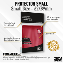 Cargar imagen en el visor de la galería, Protectores Esenciales | TOPDECK Small 62x89mm color Rojo