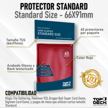 Cargar imagen en el visor de la galería, Protectores Esenciales | TOPDECK Standard 66x91mm color Rojo