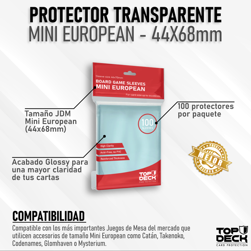 Protector Transparente Juego de Mesa - Mini European 44x68mm