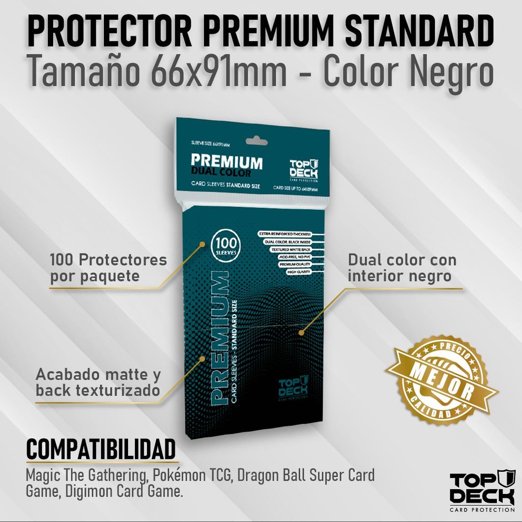 Protector Top Deck Negro Premium Tamaño Standard