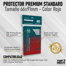 Cargar imagen en el visor de la galería, Protectores Premium | TOPDECK Standard 66x91mm color Rojo
