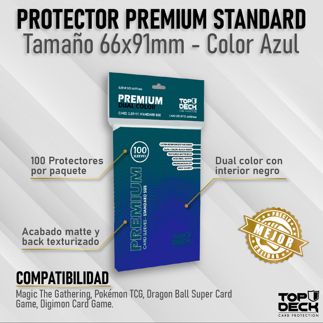 Protector Top Deck Azul Premium Tamaño Standard