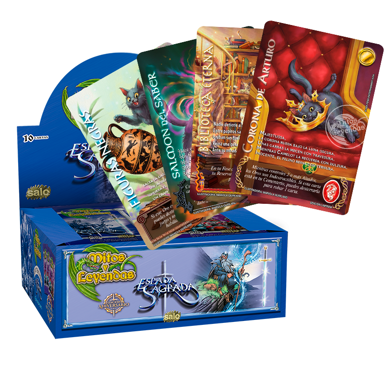 Display Espada Sagrada Aniversario + 3 cartas Gatos al azar