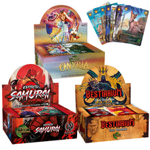 Cargar imagen en el visor de la galería, 1 Display Espíritu Samurái + 1 Display Bestiarium + 1 Display Onyria + 7 cartas promocionales
