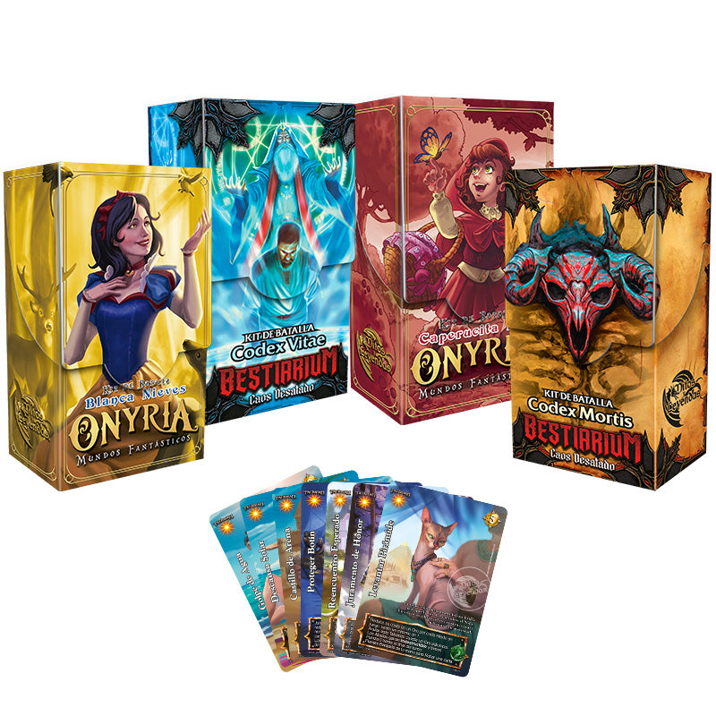 1 Kit Blanca Nieves + 1 Kit Caperucita Rojas + 1 Kit Codex Vitae + 1 Codex Mortis + 7 cartas promocionales