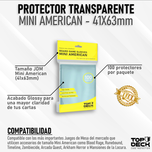 Protector Transparente Juego de Mesa - Mini American 41x63mm